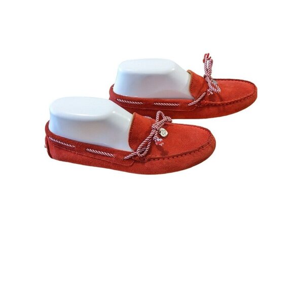 Sacoor Brothers Womens Suede Driving Loafer Shoes Size US 6.5 EU 37 Slip On Red - Picture 3 of 10